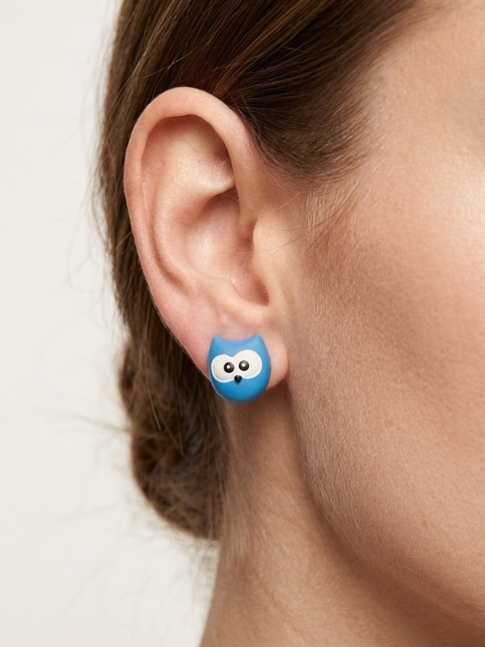 Blue Owl Kids Stud Earrings - Cute Cartoon Animal Earrings